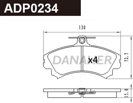 Danaher ADP0234 - Гальмівні колодки, дискові гальма autozip.com.ua