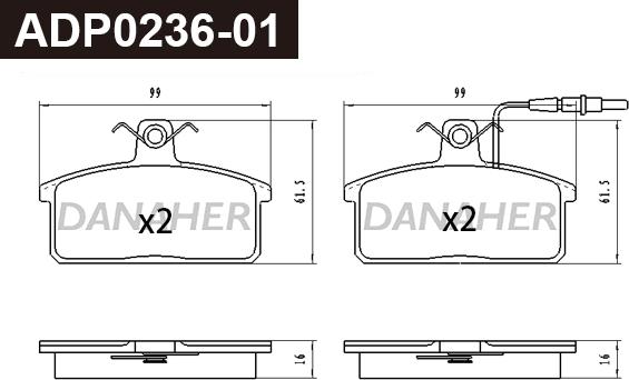 Danaher ADP0236-01 - Гальмівні колодки, дискові гальма autozip.com.ua