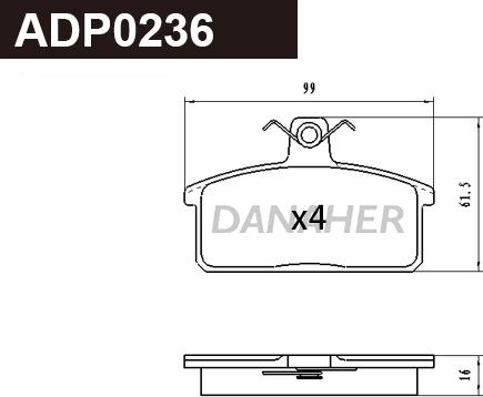 Danaher ADP0236 - Гальмівні колодки, дискові гальма autozip.com.ua