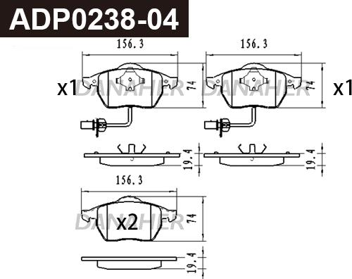 Danaher ADP0238-04 - Гальмівні колодки, дискові гальма autozip.com.ua