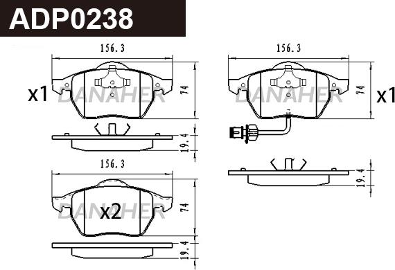 Danaher ADP0238 - Гальмівні колодки, дискові гальма autozip.com.ua