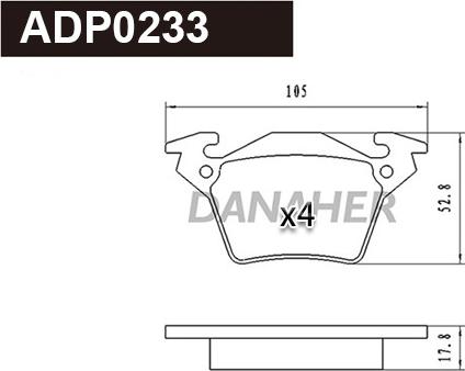 Danaher ADP0233 - Гальмівні колодки, дискові гальма autozip.com.ua