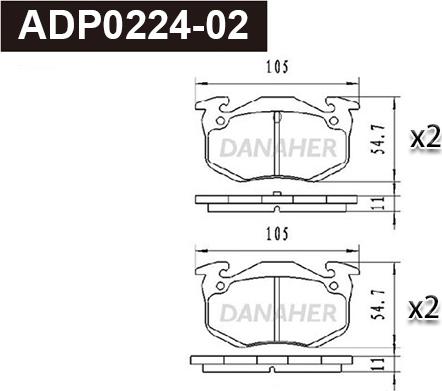 Danaher ADP0224-02 - Гальмівні колодки, дискові гальма autozip.com.ua