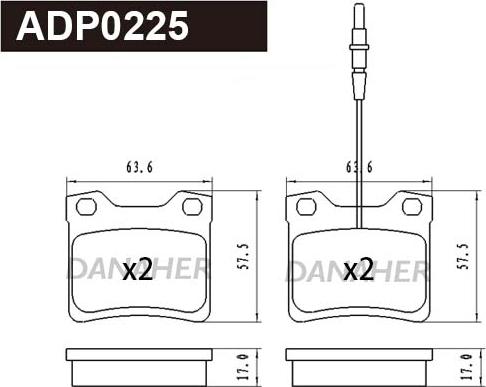 Danaher ADP0225 - Гальмівні колодки, дискові гальма autozip.com.ua