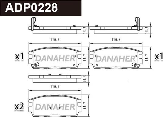 Danaher ADP0228 - Гальмівні колодки, дискові гальма autozip.com.ua