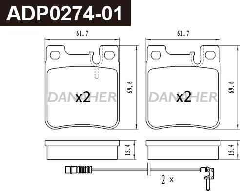 Danaher ADP0274-01 - Гальмівні колодки, дискові гальма autozip.com.ua