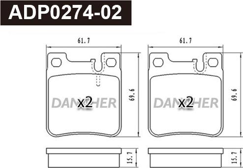 Danaher ADP0274-02 - Гальмівні колодки, дискові гальма autozip.com.ua