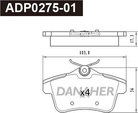 Danaher ADP0275-01 - Гальмівні колодки, дискові гальма autozip.com.ua