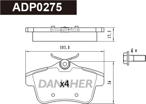 Danaher ADP0275 - Гальмівні колодки, дискові гальма autozip.com.ua