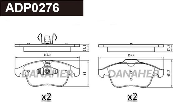 Danaher ADP0276 - Гальмівні колодки, дискові гальма autozip.com.ua