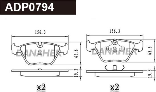 Danaher ADP0794 - Гальмівні колодки, дискові гальма autozip.com.ua