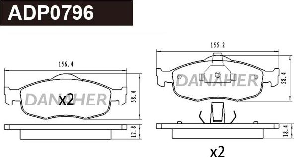 Danaher ADP0796 - Гальмівні колодки, дискові гальма autozip.com.ua