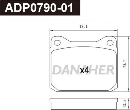 Danaher ADP0790-01 - Гальмівні колодки, дискові гальма autozip.com.ua