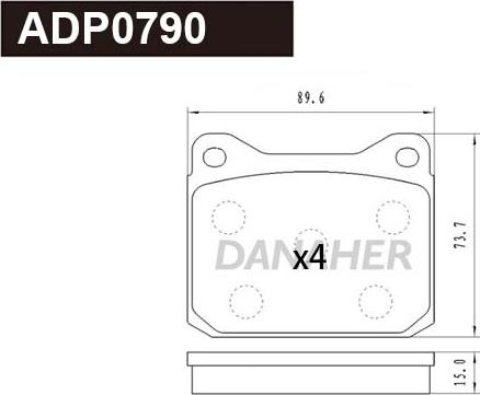 Danaher ADP0790 - Гальмівні колодки, дискові гальма autozip.com.ua