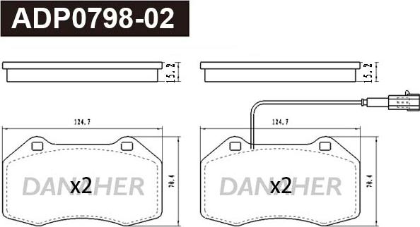 Danaher ADP0798-02 - Гальмівні колодки, дискові гальма autozip.com.ua