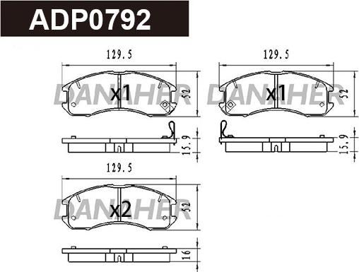 Danaher ADP0792 - Гальмівні колодки, дискові гальма autozip.com.ua