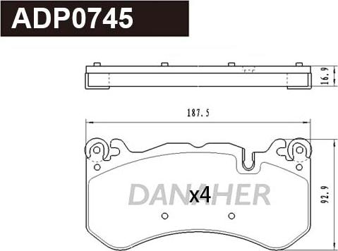 Danaher ADP0745 - Гальмівні колодки, дискові гальма autozip.com.ua