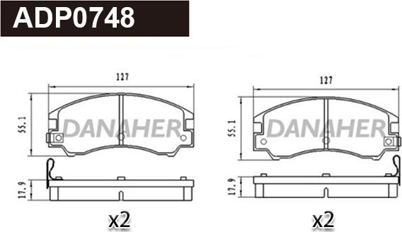 Danaher ADP0748 - Гальмівні колодки, дискові гальма autozip.com.ua