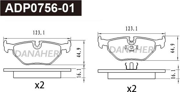 Danaher ADP0756-01 - Гальмівні колодки, дискові гальма autozip.com.ua