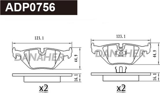 Danaher ADP0756 - Гальмівні колодки, дискові гальма autozip.com.ua