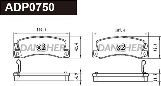 Danaher ADP0750 - Гальмівні колодки, дискові гальма autozip.com.ua