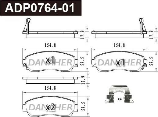 Danaher ADP0764-01 - Гальмівні колодки, дискові гальма autozip.com.ua