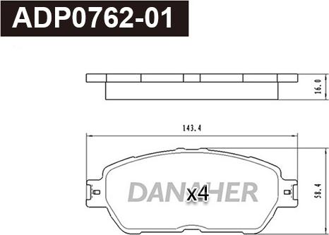 Danaher ADP0762-01 - Гальмівні колодки, дискові гальма autozip.com.ua