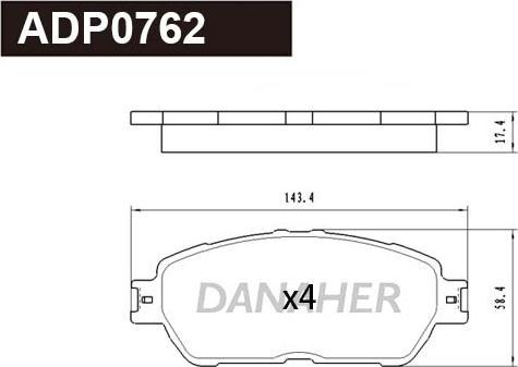 Danaher ADP0762 - Гальмівні колодки, дискові гальма autozip.com.ua