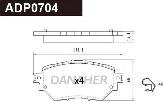 Danaher ADP0704 - Гальмівні колодки, дискові гальма autozip.com.ua