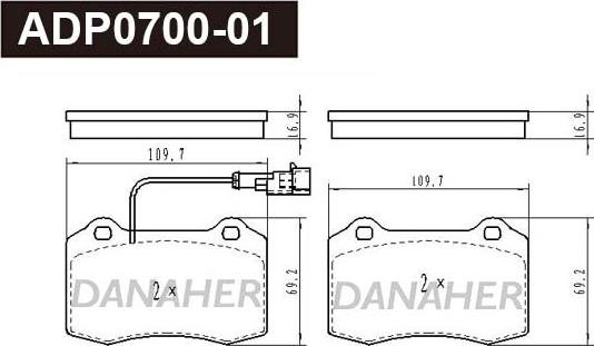 Danaher ADP0700-01 - Гальмівні колодки, дискові гальма autozip.com.ua
