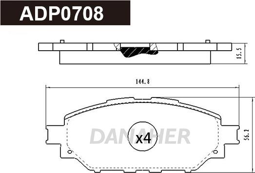 Danaher ADP0708 - Гальмівні колодки, дискові гальма autozip.com.ua