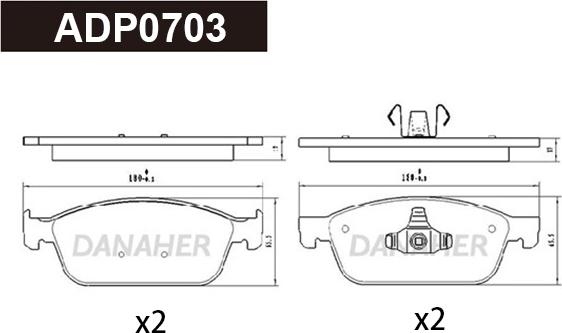 Danaher ADP0703 - Гальмівні колодки, дискові гальма autozip.com.ua