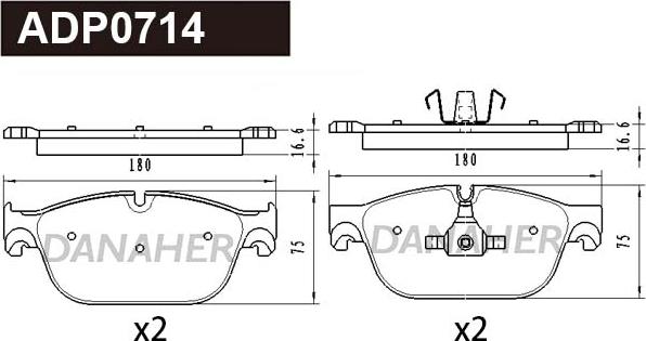 Danaher ADP0714 - Гальмівні колодки, дискові гальма autozip.com.ua