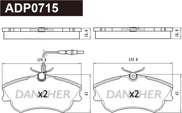 Danaher ADP0715 - Гальмівні колодки, дискові гальма autozip.com.ua