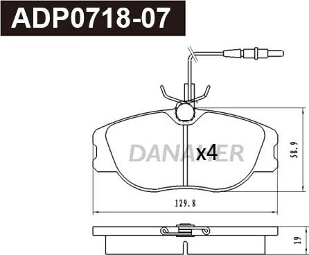 Danaher ADP0718-07 - Гальмівні колодки, дискові гальма autozip.com.ua