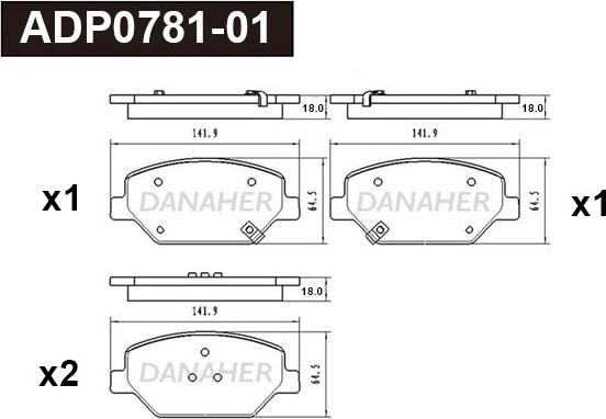 Danaher ADP0781-01 - Гальмівні колодки, дискові гальма autozip.com.ua