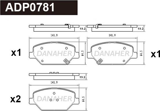 Danaher ADP0781 - Гальмівні колодки, дискові гальма autozip.com.ua