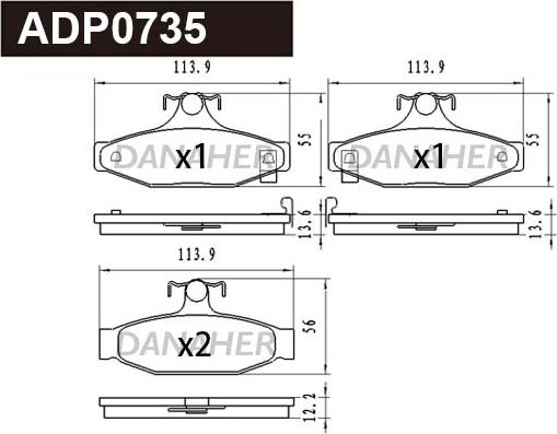 Danaher ADP0735 - Гальмівні колодки, дискові гальма autozip.com.ua