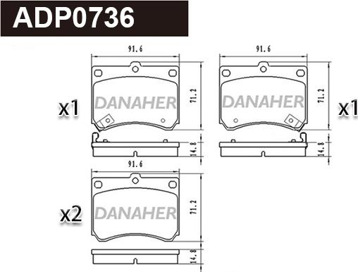Danaher ADP0736 - Гальмівні колодки, дискові гальма autozip.com.ua