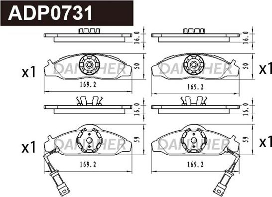 Danaher ADP0731 - Гальмівні колодки, дискові гальма autozip.com.ua