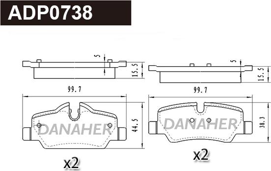 Danaher ADP0738 - Гальмівні колодки, дискові гальма autozip.com.ua