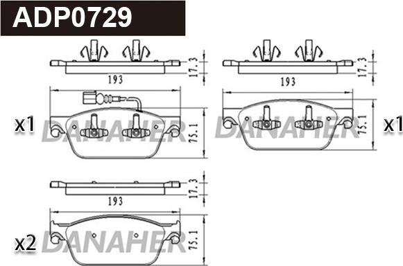 Danaher ADP0729 - Гальмівні колодки, дискові гальма autozip.com.ua