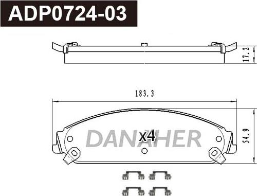 Danaher ADP0724-03 - Гальмівні колодки, дискові гальма autozip.com.ua