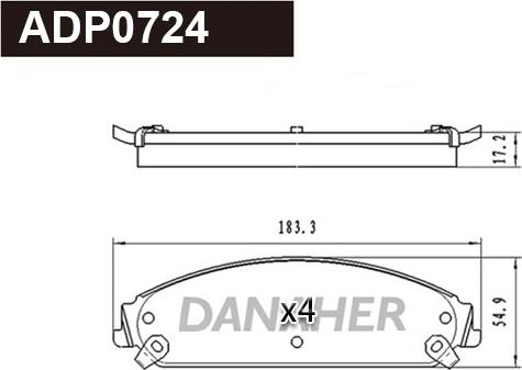 Danaher ADP0724 - Гальмівні колодки, дискові гальма autozip.com.ua