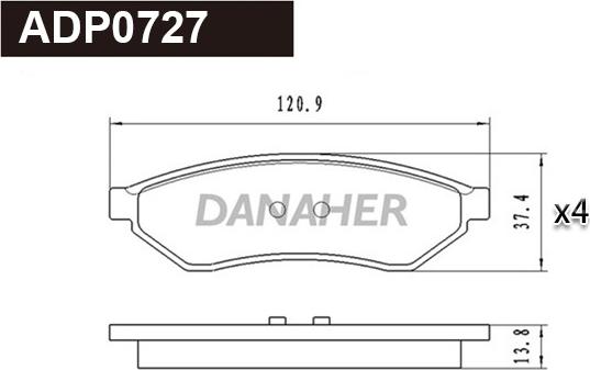 Danaher ADP0727 - Гальмівні колодки, дискові гальма autozip.com.ua