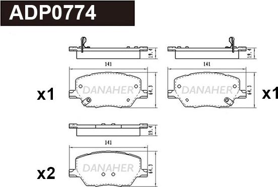 Danaher ADP0774 - Гальмівні колодки, дискові гальма autozip.com.ua