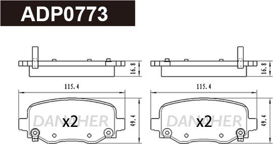 Danaher ADP0773 - Гальмівні колодки, дискові гальма autozip.com.ua