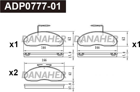 Danaher ADP0777-01 - Гальмівні колодки, дискові гальма autozip.com.ua