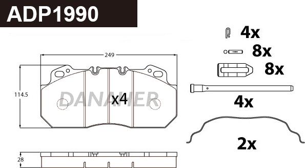 Danaher ADP1990 - Гальмівні колодки, дискові гальма autozip.com.ua