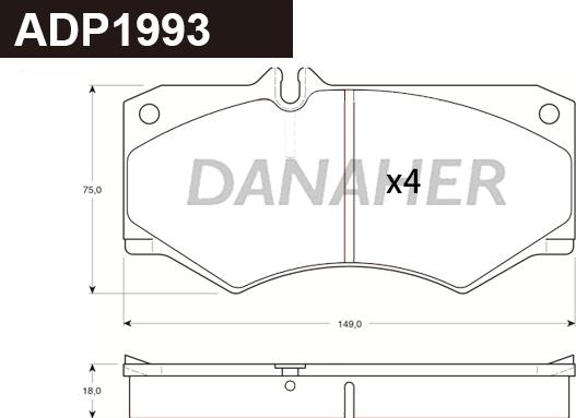 Danaher ADP1993 - Гальмівні колодки, дискові гальма autozip.com.ua